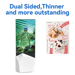 Supermarket Advertising Poster Media Player 55 Inch Indoor Floor Standing Q LED Xxnxx Video Display Touch Screen Display Screen