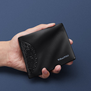 Portafoglio Corto in <span class=keywords><strong>Pelle</strong></span> Nera da Uomo, Elegante e Casual, Porta Carte Sottile, Novità in <span class=keywords><strong>Vendita</strong></span>, Regalo di Compleanno, in Vera <span class=keywords><strong>Pelle</strong></span> Bovina - Product Image 4