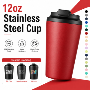 Taza de café de 12 oz personalizada de acero inoxidable 304 de doble pared con aislamiento al vacío y recubrimiento en polvo para grabado láser e impresión UV. - Product Image 1