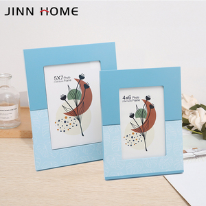 Jinn Home personalizza le dimensioni in legno <span class=keywords><strong>cornice</strong></span> per foto 4*6 ''vernice blu verde Pattern Peaf - Product Image 6