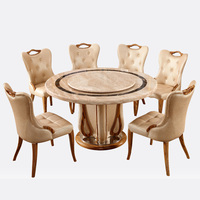 Europäischer Stil Luxus Esstisch High-End-Rund drehbar Eck-Marmor-Tisch Platte Esstisch-Set