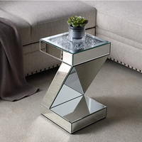 Table d'appoint moderne en forme de Z avec incrustation de cristal, nouveau Design, argenté, pour salon, chambre à coucher