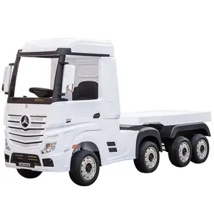 奔驰Actros货车许可24v电池儿童乘坐卡车电动儿童车，带父母遥控器和拖车