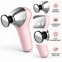 Pistolet de massage chauffant rose avec 6 vitesses, 4 têtes, 3 niveaux de chaleur et indicateur LED pour la relaxation musculaire des tissus profonds