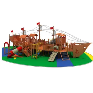 Wooden pirate ship amusement equipment manufacturers outdoor children's playground facilities park large combination slide