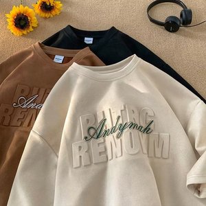 Nouveau <span class=keywords><strong>T</strong></span>-<span class=keywords><strong>shirt</strong></span> pour homme en coton tricoté avec logo personnalisé en relief, coupe classique, streetwear, avec des caractéristiques anti-UV et respirantes, <span class=keywords><strong>t</strong></span>-<span class=keywords><strong>shirt</strong></span> personnalisable - Product Image 3