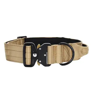 High Quality Dog Collar Metal Heavy Duty Buckle Nylon Pet Tactical Training Durable Lead Leash Dog Collar