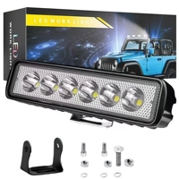 Barre lumineuse LED pour voiture 18W 6 pouces, projecteurs LED 12V 24V étanches IP67 pour bateau, camping-car, VTT, UTV, 4x4, camion, voiturette de golf