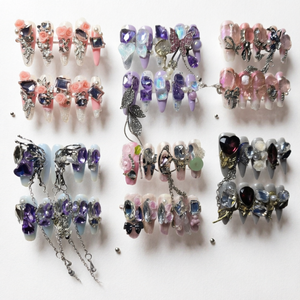 Ongles en résine de luxe à presser, formes aléatoires, style français, vérification vidéo, faux ongles, mode européenne, prêts à poser - Product Image 1