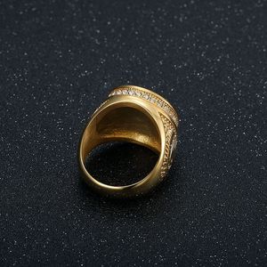 Bagues de luxe Hip Hop tendance en forme d'épi de blé, en acier inoxydable plaqué or 18 carats, étanches et inaltérables, pour homme - Product Image 3