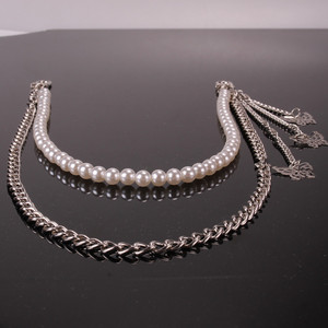 Harajuku Style Pearl Butterfly Waist <b>Chain</b> Silver Unisex Fashion Body <b>Chain</b> Daily Wear <b>Cross</b> Border - Product Image 3