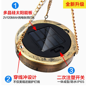 Décoration DAMAI Eid Moubarak : Carillon solaire en forme de lune, lumières suspendues en fer forgé ajouré pour la décoration extérieure de jardin et de cour - Product Image 6