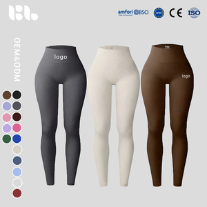 Leggings <span class=keywords><strong>de</strong></span> sport pour femmes, côtelés, sans couture, respirants, taille haute, longueur intégrale, extensibles dans quatre directions, pour yoga et <span class=keywords><strong>fitness</strong></span> - Product Image 1