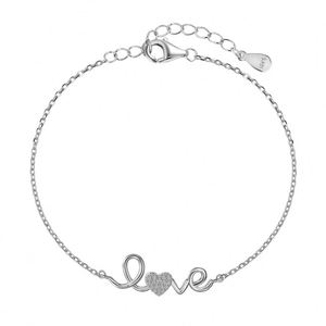 Dylam Romantic Design Lady Girls Women Fine Jewelry Rhodium Plated S925 Silver <b>Love</b> Alphabet Heart 5A Zirconia Jewelry <b>Bracelets</b> - Product Image 1