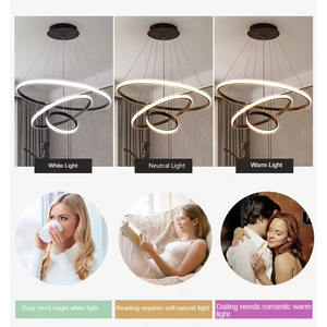 Lampara Lampu Plafon 85-265V Lampu Gantung 20+40+60cm Emas Suspensi Modern Chandelier untuk Dekorasi - Product Image 3