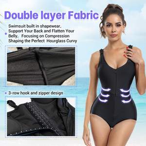 Maillot <span class=keywords><strong>de</strong></span> <span class=keywords><strong>bain</strong></span> une pièce sculptant et amincissant, ajustable et personnalisé, pour le contrôle du ventre et le remodelage corporel, pour femmes aux courbes généreuses - Product Image 4