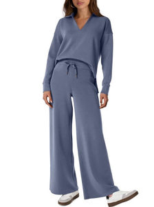 Spring Fashion Casual Women's Clothes Ladies Long Sleeve Drawstring Solid Color commuter Trousers Women Two Piece <b>Pants</b> Sets - Product Image 5