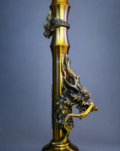 Cachimba de Lujo con Diseño de Dragón Chino, Escultura Dorada y Plateada, Base de Cristal y Acero Inoxidable, Manguera Individual, Venta al por Mayor OEM - Product Image 4