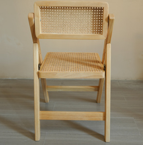 Chaise en rotin pliable en bois de couleur naturelle, style nordique, pour mariage, événement, hôtel, chaise pliante en bois - Product Image 5