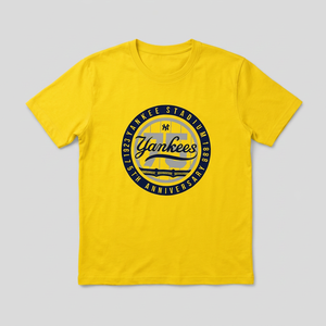 T-shirt jaune des Yankees à manches courtes avec logo imprimé sur le devant, col rond, style décontracté en jersey pour garçons, surplus de stock, livraison incluse - Product Image 1