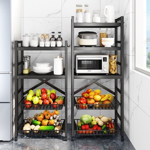 Meyve sebze kutusu organizasyonu için tekerlekler ile 5 katmanlı istiflenebilir Metal tel saklama sepetleri banyo ve mutfak rafı sepet - Product Image 3