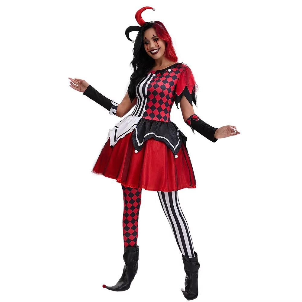 Red Adult [Headpiece + Dress + Wrist Cuffs + Pants]