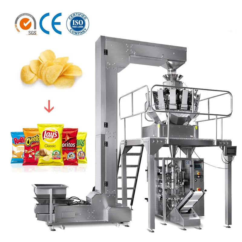 Низкая стоимость автоматические картофельные чипсы/печенье/бобы/Зерно Закуски мешок еды азотная вертикальная упаковочная машина