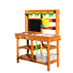 Cocina de barro para niños al aire libre con fregadero, estufas de juguete, dispensador de agua y almacenamiento - Cocina de juegos para patio trasero resistente a la intemperie - Product Image 3