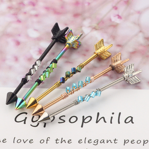 Mezclar colores Barbell Industrial pendientes <span class=keywords><strong>flecha</strong></span> Acero quirúrgico 14G <span class=keywords><strong>Tragus</strong></span> Helix cartílago Piercing del cuerpo de la joyería para hombres mujeres de 30pcs - Product Image 4