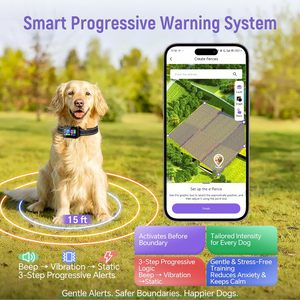 ระบบรั้วสุนัข GPS RAINLEOTI พร้อมรีโมทควบคุมผ่านแอพ ปรับขอบเขตได้ ปลอกคอฝึกกันน้ำสำหรับสัตว์เลี้ยง - Product Image 5