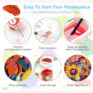 Kit de Pintura por Números de Girasoles, Pintura al Óleo DIY para Adultos Principiantes, Lienzo, Decoración de Pared para el Hogar, Regalo - Product Image 6