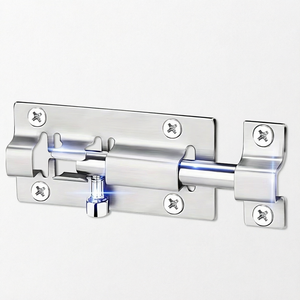 กลอนประตูบานเลื่อนสแตนเลสพร้อมลูกบิดล็อคสำหรับประตูและหน้าต่าง - Product Image 1