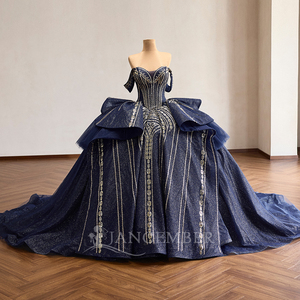 261094 Impresionante Vestido de Quinceañera Azul Marino con Escote Corazón, Lentejuelas, Cintura Natural, Bordado y Antiestático para Chicas de 15 Años - Product Image 2
