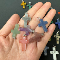 Pendentif Croix en Pierre d'Agate Naturelle Très Vendu pour la Fabrication de Bijoux DIY, Accessoires Intemporels pour Colliers d'Enfants