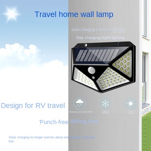 Lampu Taman tenaga surya luar ruangan LED 100 kualitas tinggi lampu LED dinding persegi Sensor gerak berperingkat IP65 tahan air - Product Image 5