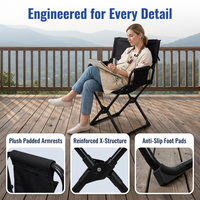 Chaise pliante robuste, capacité 150 kg, chaise de réalisateur portable avec accoudoirs et poches de rangement pour le camping en plein air