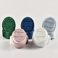 Boîtes d'emballage de bijoux en velours ovales rose et bleu royal personnalisées EVERWIN avec logo personnalisé, fermeture à boucle, imprimées pour les bagues