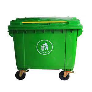 Green 660L Plastic Waste <b>Bin</b> With <b>Wheels</b> Outdoor Use HDPE Rectangular - Product Image 5