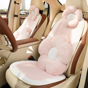 Coussin de siège de voiture en peluche chat rose avec appui-tête, universel, chaud pour l'hiver, antidérapant, pour voitures - Product Image 2