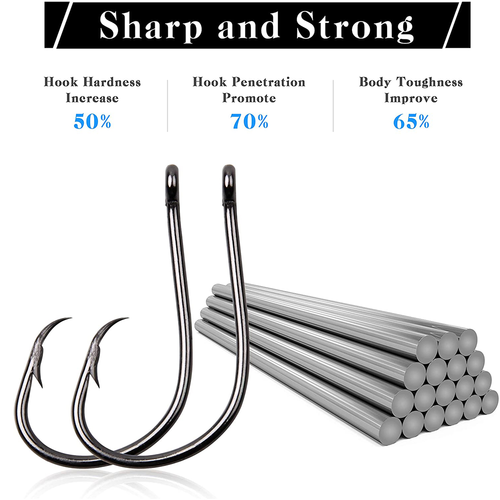 100Pcs Circle Fishing Hooks 1/0-9/0 High Carbon Steel Bait Fishing Hooks  for Saltwater Catfish and Octopus Tackle