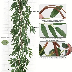 Guirlandes artificielles de feuilles de saule Xi Ye 1,8 m en soie, verdure style nordique pour décorations de mariage et de maison - Product Image 4