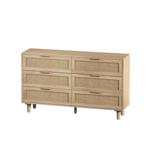 DB 51.18 Armoire de rangement 6 tiroirs en rotin naturel avec tiroirs extensibles en miroir pour meubles de maison dans la chambre à coucher salon - Product Image 5