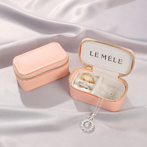 Mini Custom Logo Travel Leather Jewelry <b>Box</b> Portable Ring Zipper <b>Storage</b> Case Small Jewelry Packaging Necklace <b>Box</b> - Product Image 2