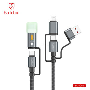 สายดาต้าอเนกประสงค์ Earldom 6-in-1 เหมาะสำหรับ iPhone Samsung พร้อมไฟ LED แสดงสถานะการเชื่อมต่อ ถ่ายโอนข้อมูลเร็ว สายถักไนลอน ยาว 1.2 เมตร - Product Image 1