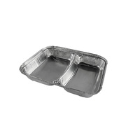 Boîte à lunch à 2 compartiments en aluminium, conteneur alimentaire jetable de 830 ml, emballage alimentaire à emporter, plateau en aluminium avec couvercle