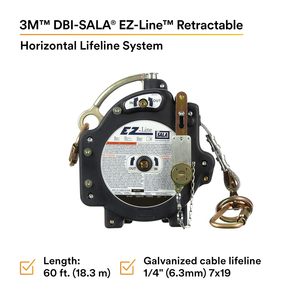 ระบบสายเคเบิลกันตกแนวนอน DBI-SALA EZ-Line 60 ฟุต แบบชุบสังกะสี พร้อมวินซ์ในตัวและระบบควบคุมแรงดึง - Product Image 4