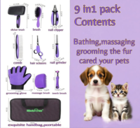 Fournitures pour animaux de compagnie, ensemble d'outils de toilettage pour chats professionnels 9 en 1, kit de toilettage pour chiens