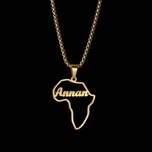 Collar con Mapa de África en Acero Inoxidable Dorado, Joyería Bonita de Metal, Venta Caliente 2026, para Mujer - Product Image 1