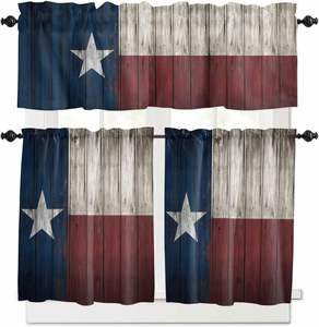 Ensemble de rideaux à volants pour cuisine, thème Fête de l'Indépendance, motif étoile patriotique pour le Memorial Day, 3 pièces, pour petites fenêtres de café - Product Image 3