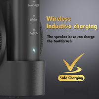 2025 tendance longue durée de vie de la batterie 2 en 1 IPX6 haut-parleur avec brosse à dents sonique intelligente IPX7 pour salle de bain